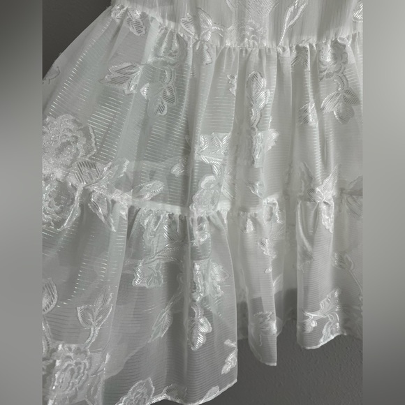 Belle Badgley Mischka Mock Neck Puff Sleeve Ansley Floral Print Tiered Dress NWT - Picture 7 of 10